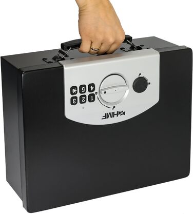 Сейф для документів HMF 1006-02 з електронним замком | 32,5 x 25,5 x 12,5 см | DIN A4 | Чорний