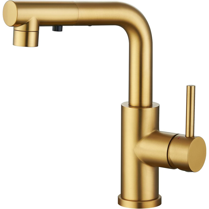 Кран кухонний CREA з 3 функціями: душ, висувний вилив, поворот на 360°, матовий золотий