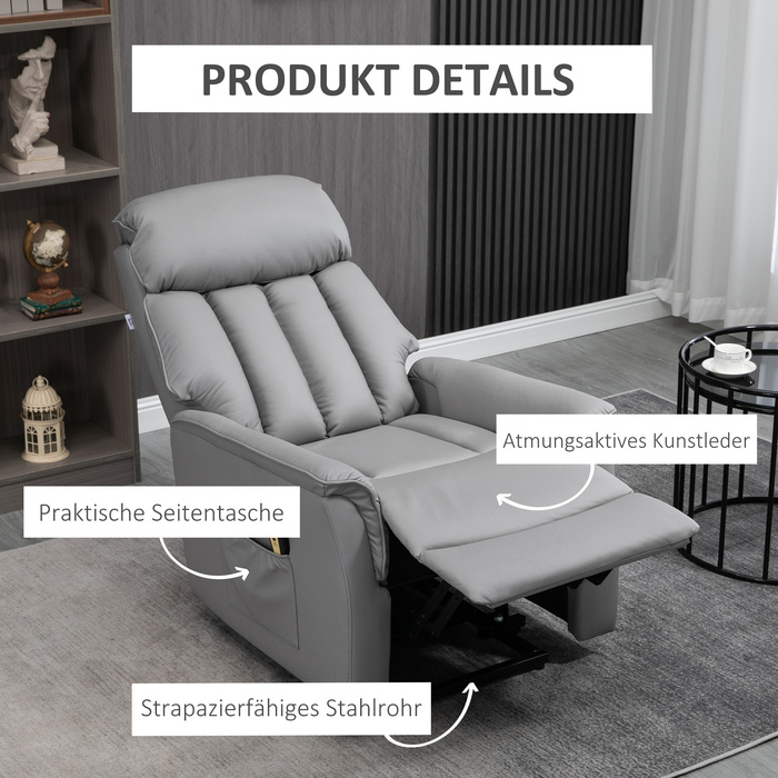 HOMCOM electric lift chair, upholstered recliner with lift assist and reclining function, TV chair with remote control