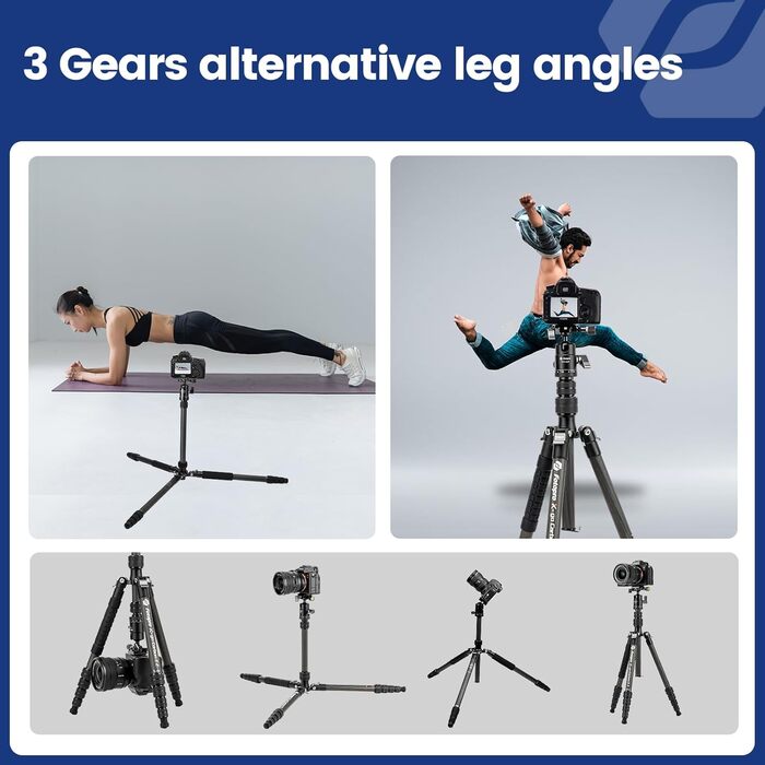 Fotopro 150CM Штатив для камери з вуглецевого волокна, компактний, з кульковою головкою, знімний монопод, швидка фіксація, до 8 кг, зелений (чорний)