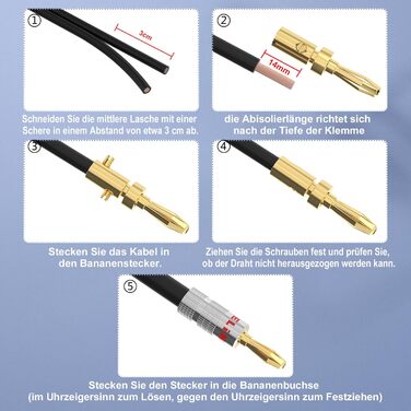 Позолочені бананові роз'єми VCELINK для акустичних кабелів 24K, 0.75-4 мм (12 шт / 6 пар) для підсилювачів, HiFi колонок та AV-ресиверів