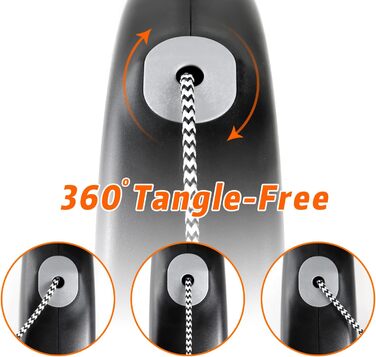 Висувна собача шлейка, 9.1 м, для середніх та великих собак до 35 кг, міцна, не заплутується, розмір L, чорна