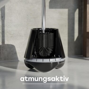 SAVEGA® Оригінальна силіконова щітка для унітазу - комплект з тримачем. Антибактеріальна щітка для туалету, чорний/сірий колір.