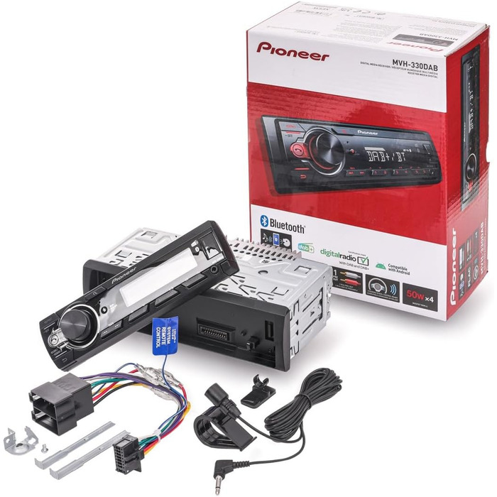 Автомагнітола Pioneer MVH-330DAB 1DIN з RDS, DAB+, USB, AUX, Bluetooth, компактна