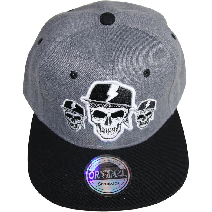 Кепка Snapback Beybey з принтом черепа. Стильний дизайн для чудового вигляду (50, TRPPL, сірий)