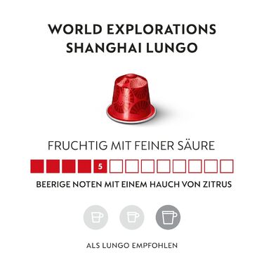 Капсули для кавомашини Nespresso Original Shanghai Lungo, світла обсмажка, 50 шт.
