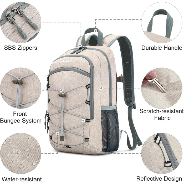 Small Backpack / 20L Unisex Daypack Lightweight Travel Backpack Hiking Backpack Trekking Backpack for Hiking Cycling (Beige, 12L)