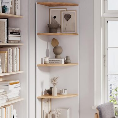 Vicco Corner Shelf Ecki, Bookshelf, White/Goldkraft Oak, 30 x 60 cm (White/Goldkraft Oak, 180x40 cm)