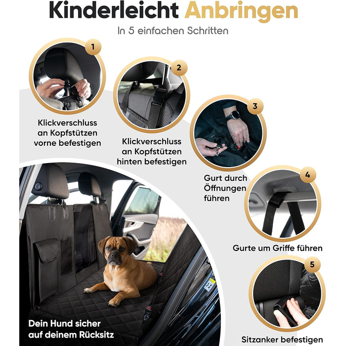 Waterproof & Scratch-Proof Dog Car Seat Cover - Universal Fit with Side Protection & View Window - Dog Back Seat Cover for Auto