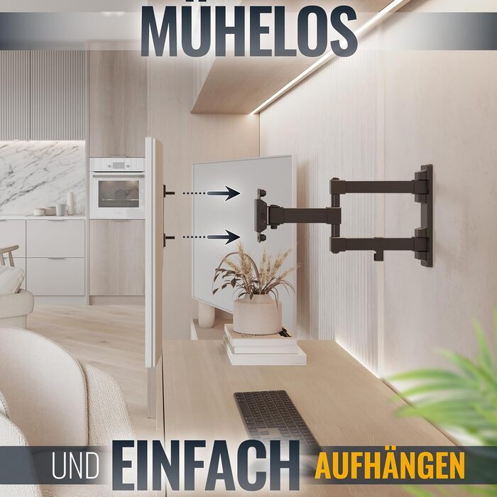 Настінне кріплення для монітора/телевізора RICOO S3911 13-34 дюйми, поворотне, VESA 75x75/100x100