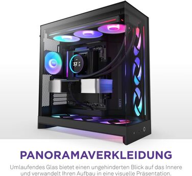 NZXT H9 Flow 2025 – великий корпус для ПК Mid-Tower з двома камерами, чорного кольору. Підтримка 3 x 140мм та 1 x 120мм вентиляторів, радіатор до 420мм, загартоване скло, готова підключення ззаду.