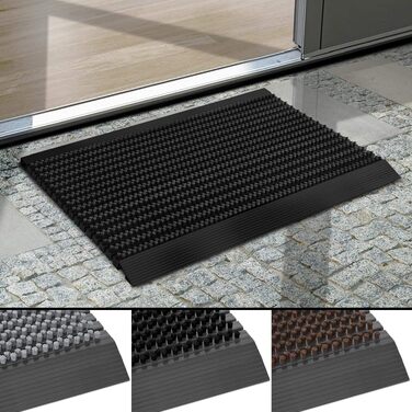 Примісний та вуличний килимок для очищення взуття Floordirekt Power Brush, чорний, 60 x 90 см