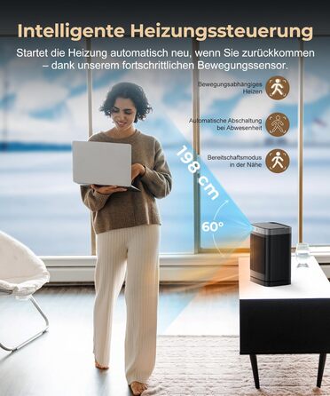 Електричний обігрівач PTC керамічний 2000W з термостатом, 75° обертання, 3 режими, таймер, захист від перегріву та перекидання