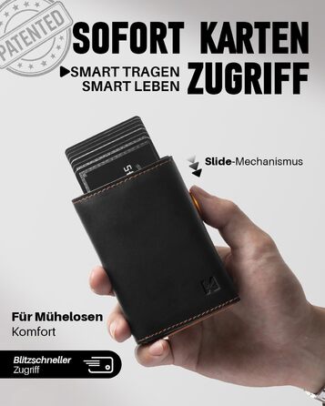 Чоловічий гаманець з RFID-захистом та відділенням для монет, смарт-гаманець з вікном для документів, шкіряний гаманець для карт (чорно-помаранчевий)