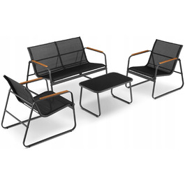 Комплект садових меблів зі сталі GRÖNER Outdoor ThinKING, чорний, 4 предмети