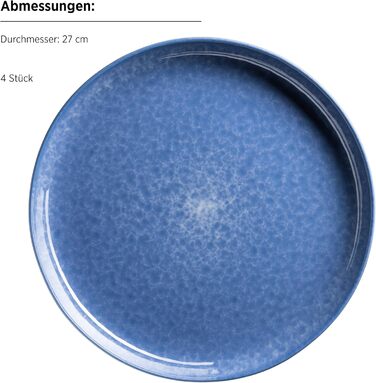 MÄSER Filippa: 16-Piece Ceramic Dinner Set for 4 - Modern Blue & Black Reactive Glaze Stoneware