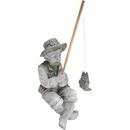 Design Toscano Young Frederic with Angel Figurine, Dimensions: 38 x 24 x 17 cm, Brown