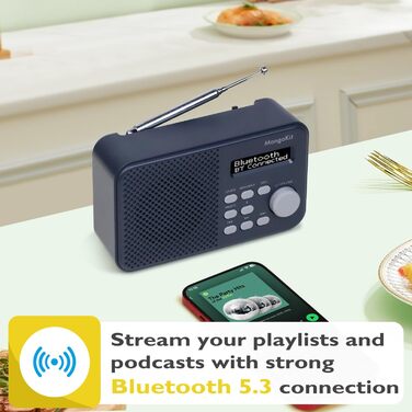 MD5 Портативне DAB радіо зі стерео звуком, Bluetooth 5.3, 2.4