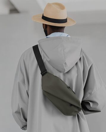 Поясна сумка через плече для чоловіків та жінок, велика, з PU шкіри, водонепроникна, для спорту, подорожей, бігу, піших прогулянок, захист від крадіжки, стильна, темно-зелена (золотий, коричневий)