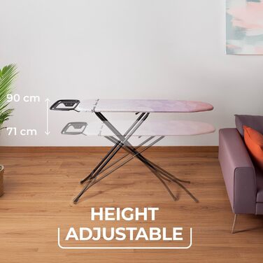 Гладильна дошка Vileda Diamond з регулюванням висоти та покриттям з титану | Для парогенераторів, сертифікована TÜV | Велика поверхня 120x38 см | 3 роки гарантії | Еко-упаковка