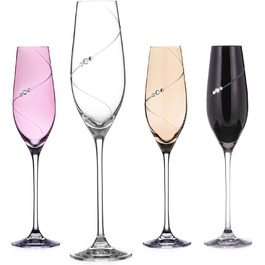 Шампанські келихи DIAMANTE 'Silhouette Color Selection', ручне огранювання, кришталь, набір 4 шт.