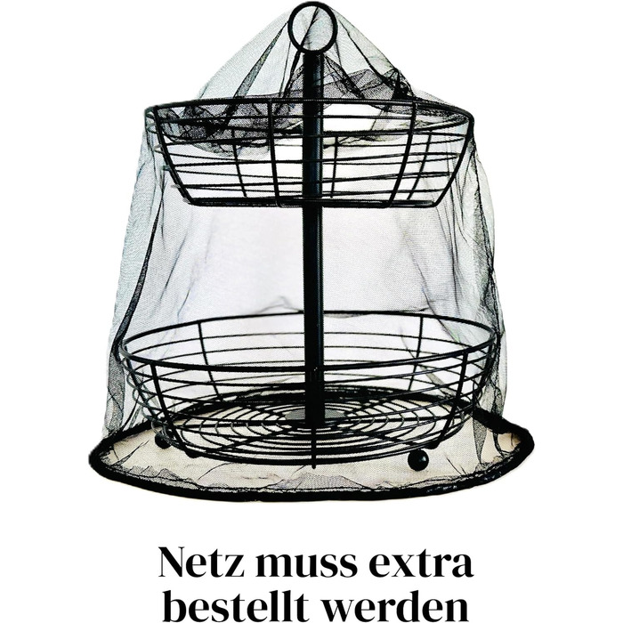 Стійка для фруктів Auroni Infinite 2 яруси, чорний матовий, діаметр 29 см, висота 33 см