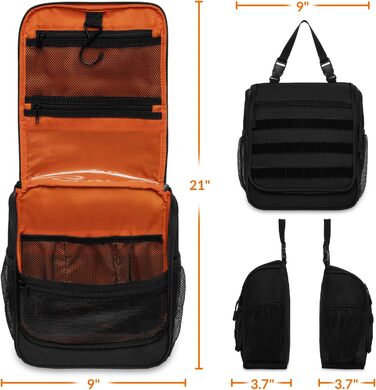 Туалетна сумка для подорожей Kulturbeutel: чоловіча та жіноча, водонепроникна, з гачком для підвішування, 7 відділень для кемпінгу та подорожей (зелена, чорна)