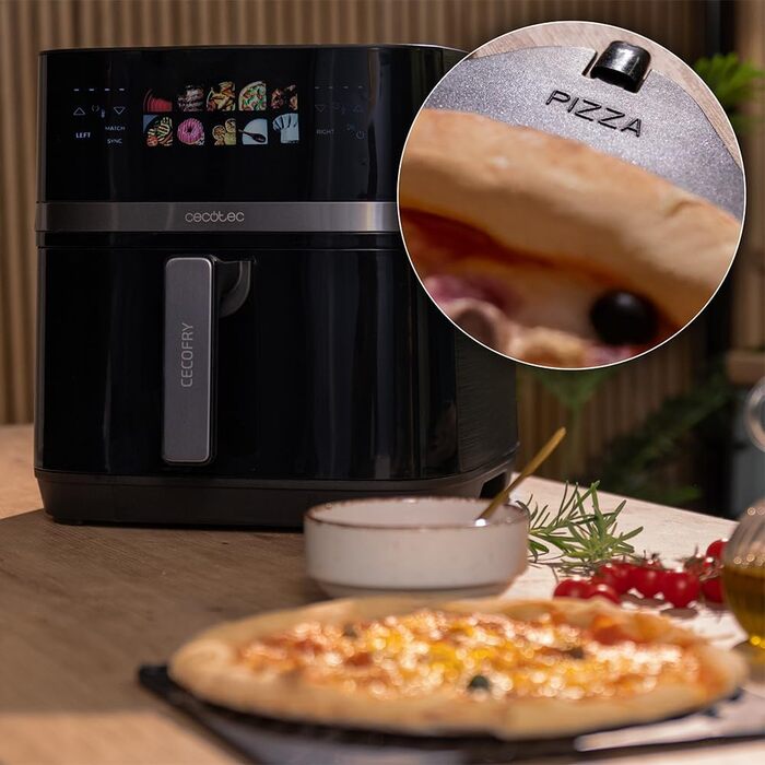 Cecotec Oil-Free Hot Air Fryer 8L Grill Plate - Grill - Double Heating Elements - Cecofry&Grill Duoheat 8000. 2200W, Dietetic and Digital, Window, Temperature Control 80-200°C, 8 Menus