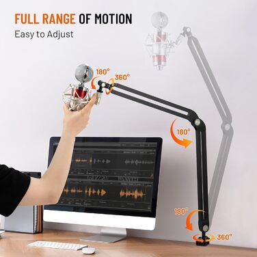 Підлокітник для мікрофона CAHAYA CY00380-1: регульований штатив з широкою основою, адаптер 3/8' - 5/8'