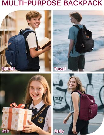 Жіночий рюкзак RAVUO, водонепроникний, для ноутбука 15.6 дюймів, шкільний, для підлітків, подорожей, роботи, червоний/бордовий