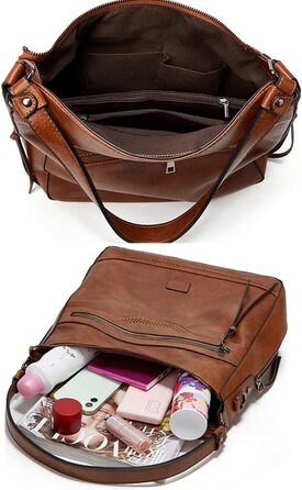 Сумка жіноча шкіряна (PU шкіра) через плече шопер Top-Griff елегантна коричнева Damen