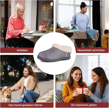 Жіночі халапи EverFoams зимові, антиковзні, теплі, з плюшем та піною з пам'яттю, 38/39 EU, сірі