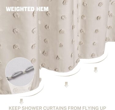 Штора для ванної кімнати Boho в стилі кантрі, тканинна, натуральних кольорів, 183 x 213 см, з гачками, набір, для ванної кімнати