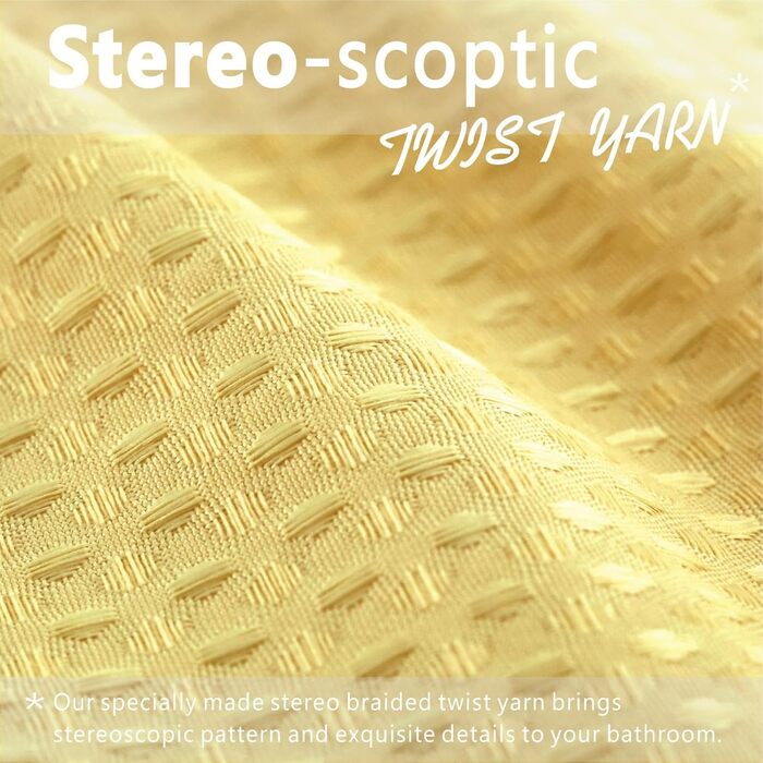 Штора для душу Waffelmuster, жовта, 183x183 см, поліестер, водонепроникна, міцна, для ванної кімнати