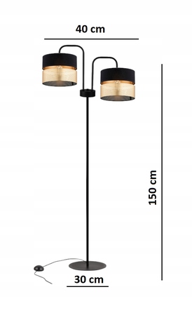 Підлогова торшерна лампа з абажуром, чорно-золота, LED