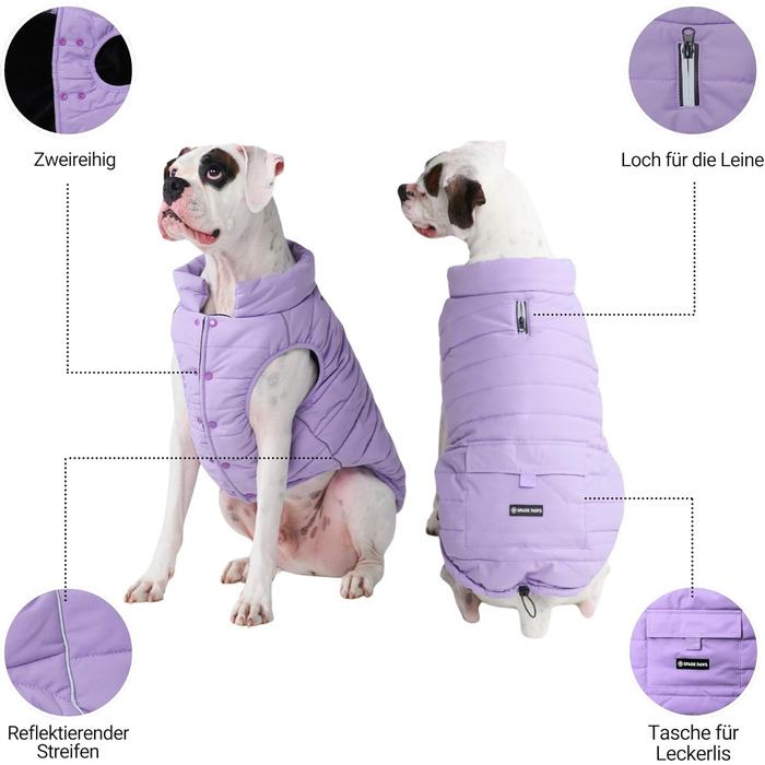 Spark Paws Warmshield™ Dog Jacket Winter Coat, Warm Fleece, Water-Repellent, Windproof, Reflective Vest, Suitable for Medium and Large Dogs, Cold Protection Snow Jacket Parka - - M (M: 5-7kg, Lilac)
