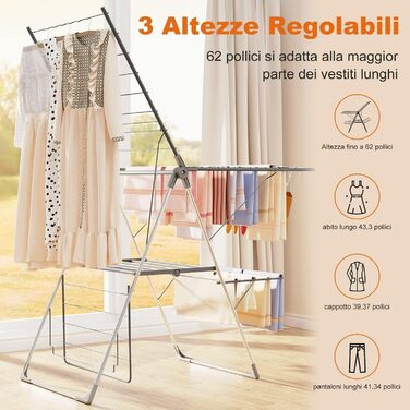 Стійка для сушіння білизни Innotic, 3 яруси, складна, сірого кольору