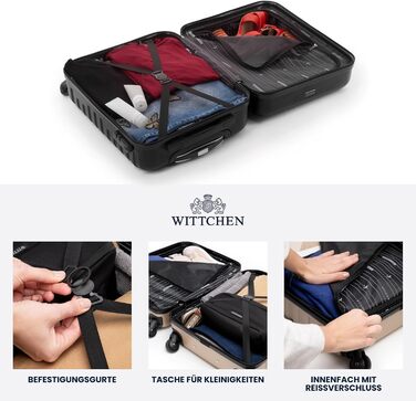 WITTCHEN A-line II Carry-on Suitcase, Cabin Luggage, Hand Luggage, Rolling Suitcase, Travel Suitcase, Boarding Suitcase, Hard Shell, ABS, High-Quality and Stable, Size S (Gray)