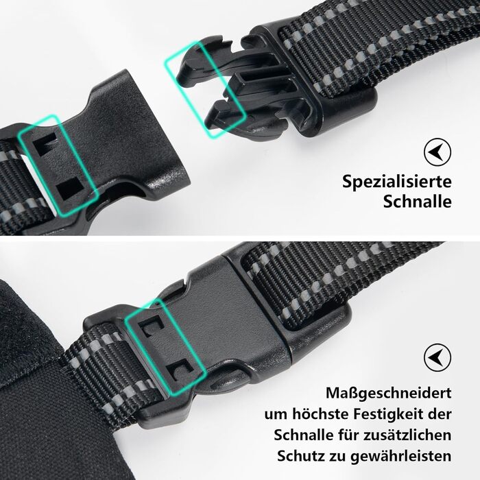 Шлейка для собак PHOEPET Anti-Zug з відбиваючими елементами, регульована, для цуценят та собак різних розмірів (блакитна основа та рожеві ремінці) - розмір S, рожева