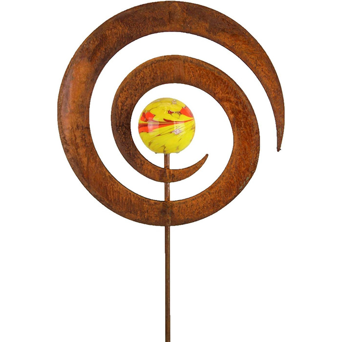 Bornhöft Garden Stake Metal Rust Garden Decor Rusty Decoration Patina Rust with Glass Spheres (Whirligig)