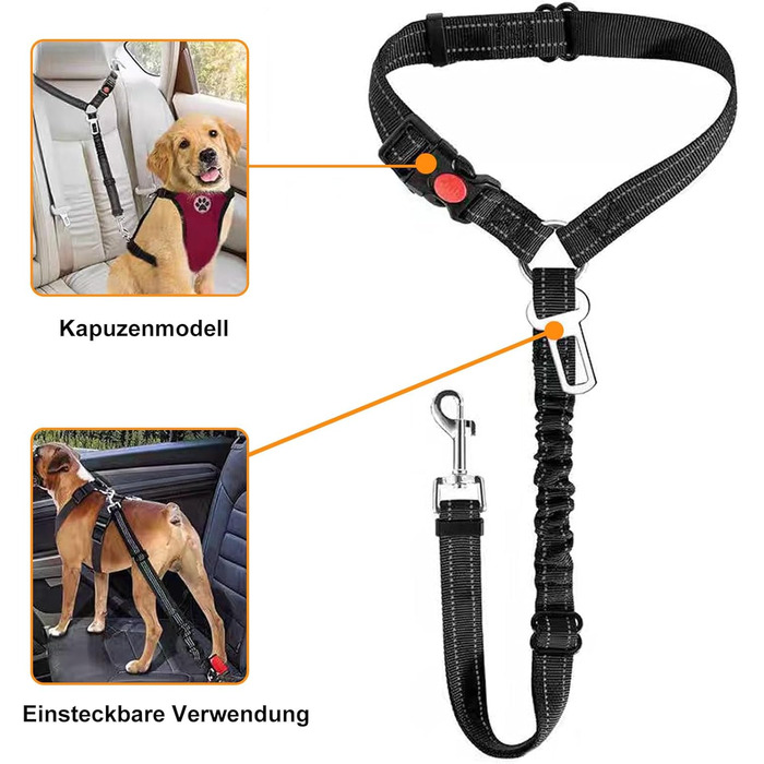 Автомобільні ремені безпеки для собак, 2 шт., кріплення на підголівник, регульовані, міцні, з пряжкою, для безпеки тварин (чорний)