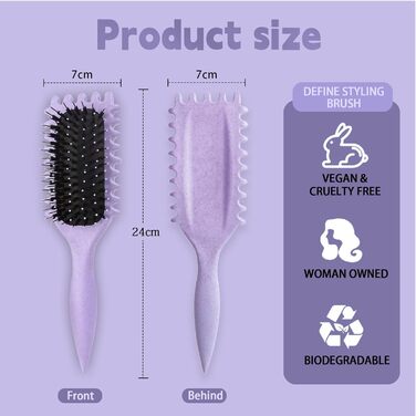 Щітка для локонів Lockenbürste: розгладжує, формує, не тягне, нейлон, унісекс (фіолетова, 24 см)