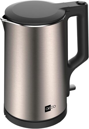 Електричний чайник Aeco AQA NEO з нержавіючої сталі, 1.7 л, 2150 Вт, без BPA, фільтр від накипу, бездротовий, CoolTouch, шампань сріблястий