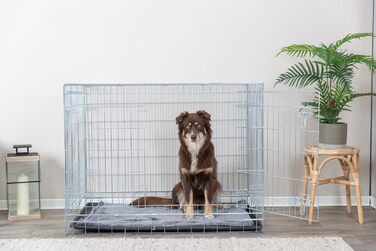 Тріксі переносна будка для собак Home – XL: 116 × 86 × 77 см – складана переноска з 2 дверцятами та надійними засувами, зцинкована транспортна переноска зі стабільною піддоном для дому та подорожей – 3926 L 79 x B 15 x H 118 см срібна