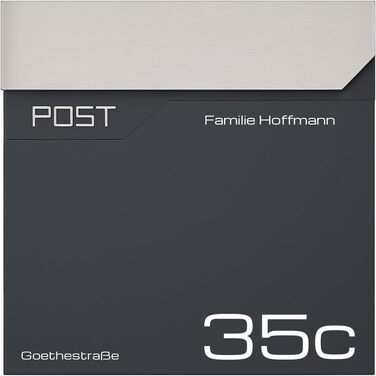 Поштова скринька Verda Anthracite з газетницею, порошкове покриття AkzoNobel, 2 ключі, табличка з ім'ям, дизайнерська настінна поштова скринька з нержавіючої сталі