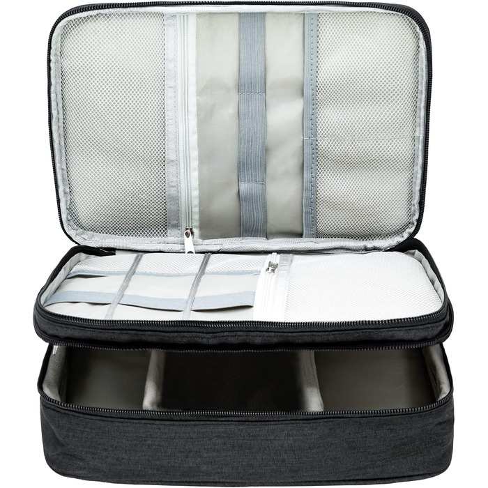 Водонепроникна сумка-органайзер для кабелів та електроніки Ruyosn. Двошарова сумка для кабелів, повербанку та аксесуарів. Чорний колір.