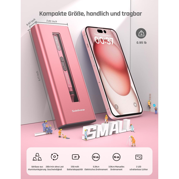 Електричний набір викруток преміум-класу 52 в 1 з 48 магнітними бітами, акумуляторний, для ремонту телефонів, камер, ноутбуків, годинників (Twilight Pink)