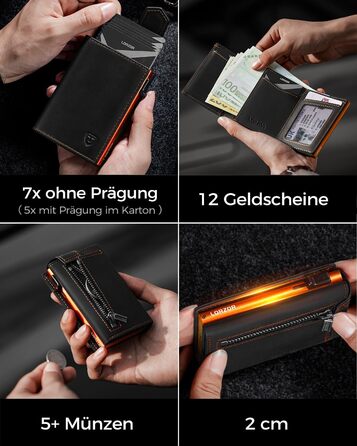 Чоловіче картхолдер LORZOR з магнітною застібкою, RFID захистом, відділенням для монет, на 10 карт, оранжевий