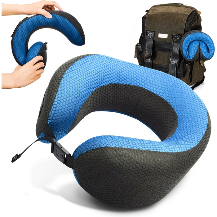 Подушка для подорожей Travel Blue Dreamer для літака з Memory Foam - комфорт, підтримка, дихаючий матеріал, знімний чохол