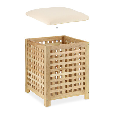 Relaxdays Laundry Basket with Seat Walnut